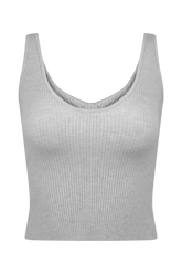Natalya Ribbed Knit Cami Top - Heather Grey Marle